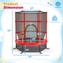 55 Inch Kids Recreational Trampoline Bouncing Jumping Mat with Enclosure Net-Red