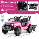 Kids Ride On UTV Car with Detachable Trailer 12V Battery Powered Ride On Truck by LJGDeals
