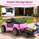 Kids Ride On UTV Car with Detachable Trailer 12V Battery Powered Ride On Truck by LJGDeals