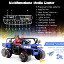 2-Seater Kids Ride On Dump Truck with Dump Bed and Shovel-Blue