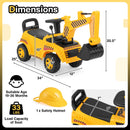 Kids Ride on Excavator with Adjustable Shovel-Yellow