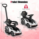 3-in-1 Licensed Lamborghini Ride on Push Car with Handle Guardrail-White