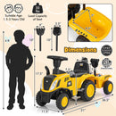 Kids Ride on Tractor Licensed Caterpillar with Detachable Trailer No Power-Yellow