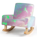Kids Rocking Chair Upholstered Flannel Children Rocker with Solid Poplar Wood Rocking Feet by LJGDeals
