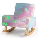 Kids Rocking Chair Upholstered Flannel Children Rocker with Solid Poplar Wood Rocking Feet by DirectDeals