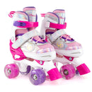 Kids Roller Skates 4 Sizes Adjustable Quad Skates with Light-up Wheels and Safety Protection