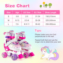 Kids Roller Skates 4 Sizes Adjustable Quad Skates with Light-up Wheels and Safety Protection