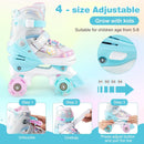 Kids Roller Skates 4 Sizes Adjustable Quad Skates with Light-up Wheels and Safety Protection by LJGDeals
