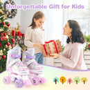 Kids Roller Skates 4 Sizes Adjustable Quad Skates with Light-up Wheels and Safety Protection by LJGDeals