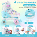 Kids Roller Skates 4 Sizes Adjustable Quad Skates with Light-up Wheels by LJGDeals