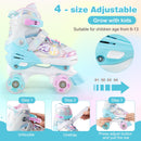 Kids Roller Skates 4 Sizes Adjustable Quad Skates with Light-up Wheels
