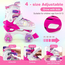 Kids Roller Skates 4 Sizes Adjustable Quad Skates with Light-up Wheels by LJGDeals