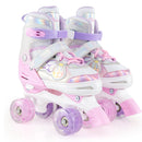 Kids Roller Skates 4 Sizes Adjustable Quad Skates with Light-up Wheels