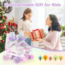 Kids Roller Skates 4 Sizes Adjustable Quad Skates with Light-up Wheels by LJGDeals