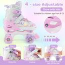 Kids Roller Skates 4 Sizes Adjustable Quad Skates with Light-up Wheels