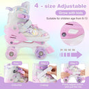Kids Roller Skates 4 Sizes Adjustable Quad Skates with Light-up Wheels by LJGDeals