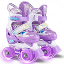 Kids Roller Skates 4 Sizes Adjustable with Light-up Wheels for Toddler Aged 3-4 (XS)