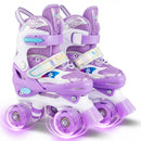 Kids Roller Skates 4 Sizes Adjustable with Light-up Wheels for Toddler Aged 5-7 (S) by LJGDeals