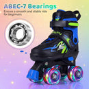 Kids Roller Skates for Girls Boys 4 Sizes Adjustable Quad Skates with Light-up Wheels by LJGDeals