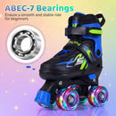 Kids Roller Skates for Girls Boys 4 Sizes Adjustable Quad Skates with Light-up Wheels