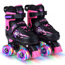 Kids Roller Skates for Girls Boys 4 Sizes Adjustable Quad Skates with Light-up Wheels by LJGDeals