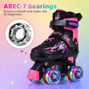 Kids Roller Skates for Girls Boys 4 Sizes Adjustable Quad Skates with Light-up Wheels by LJGDeals