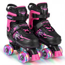 Kids Roller Skates for Girls Boys 4 Sizes Adjustable Quad Skates with Light-up Wheels for Outdoor by LJGDeals