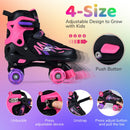 Kids Roller Skates for Girls Boys 4 Sizes Adjustable Quad Skates with Light-up Wheels for Outdoor
