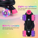 Kids Roller Skates for Girls Boys 4 Sizes Adjustable Quad Skates with Light-up Wheels for Outdoor