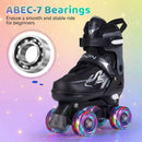 Kids Roller Skates for Girls Boys 4 Sizes Adjustable Quad Skates with Light-up Wheels for Outdoor by LJGDeals