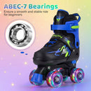 Kids Roller Skates for Girls Boys 4 Sizes Adjustable Quad Skates with Light-up Wheels for Outdoor