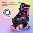 Kids Roller Skates for Girls Boys Teens 4 Sizes Adjustable Quad Skates with Light-up Wheels by LJGDeals