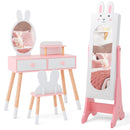 Kids Vanity Table Set with Mirror, Chair & Storage - White