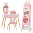 Kids Vanity Table Set with Mirror, Chair & Storage - White