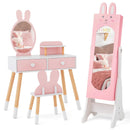 Kids Vanity Table Set with Mirror, Chair & Storage - White by DirectDeals