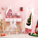 Kids Vanity Table Set with Mirror, Chair & Storage - White