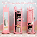 Kids Room Furniture Set Princess Vanity Table and Stool Set with Mirror and Drawer by LJGDeals