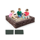 2-In-1 HDPE Kids Sandbox with Cover and Bottom Liner by LJGDeals
