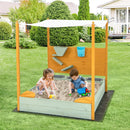 Kids Sandbox with Sand Wall w/ Removable Canopy for Kids 3-8 Years Old by LJGDeals