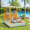Kids Sandbox with Sand Wall w/ Removable Canopy for Kids 3-8 Years Old by LJGDeals