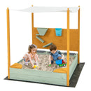 Kids Sandbox with Sand Wall w/ Removable Canopy for Kids 3-8 Years Old by DirectDeals