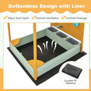 Kids Sandbox with Sand Wall w/ Removable Canopy for Kids 3-8 Years Old by LJGDeals