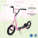 Kids Scooter Youth Kick Scooter with Adjustable Height Handlebar 12-Inch Inflatable Wheels