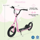 Kids Scooter Youth Kick Scooter with Adjustable Height Handlebar 12-Inch Inflatable Wheels by LJGDeals