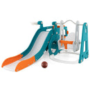 5-in-1 Kids Slide and Swing Set with Mini Bus and Basketball Hoop-Multicolor by LJGDeals
