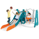 5-in-1 Kids Slide and Swing Set with Mini Bus and Basketball Hoop-Multicolor by LJGDeals