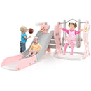 4-in-1 Kids Slide and Swing Set with Basketball Hoop by LJGDeals