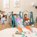 5-in-1 Kids Slide and Swing Set with Mini Bus and Basketball Hoop-Multicolor by LJGDeals