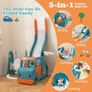 5-in-1 Kids Slide and Swing Set with Mini Bus and Basketball Hoop-Multicolor by LJGDeals
