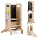 Kids Standing Tower with Detachable Chalkboard and Montessori Games for 3+ Years Old